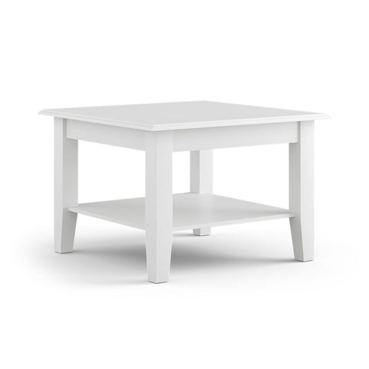 Kleine weiße Belluno Elegante Kiefernholz Couchtisch mit Regal