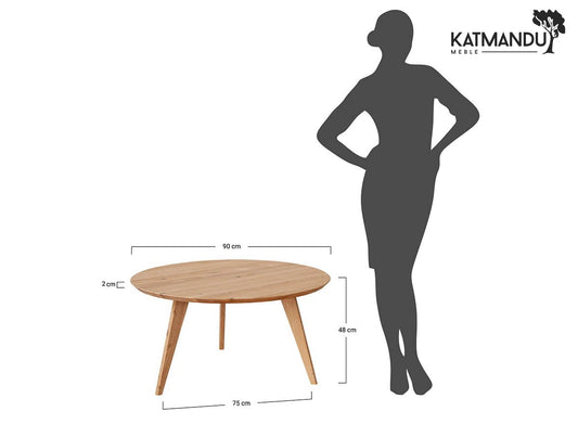 Orbetello Couchtisch rund 90 cm aus massiver Eiche - Zeitloses Design & robuste Qualität