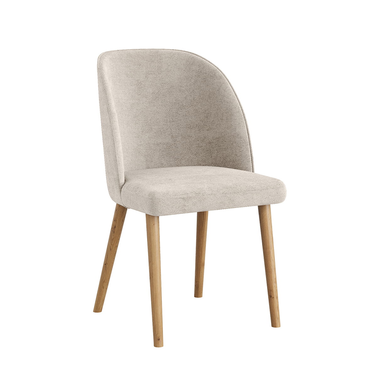 Beiges gepolstertes Esszimmerstuhl mit Holzbeinen R25 Olbia Design