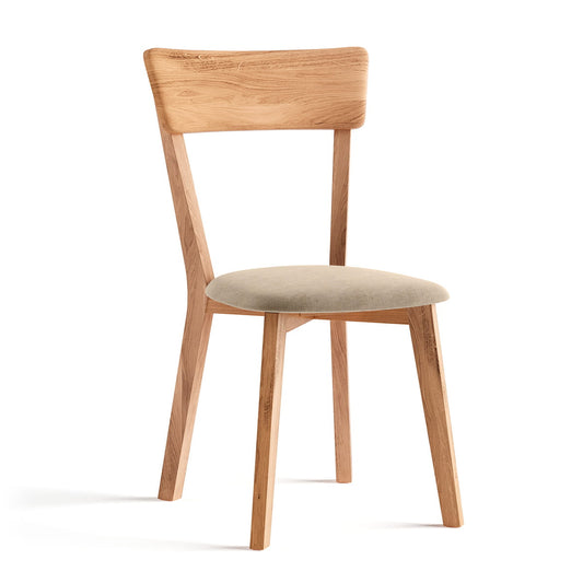 Leon M11 Natural Oak Dining Chair with Beige Seat