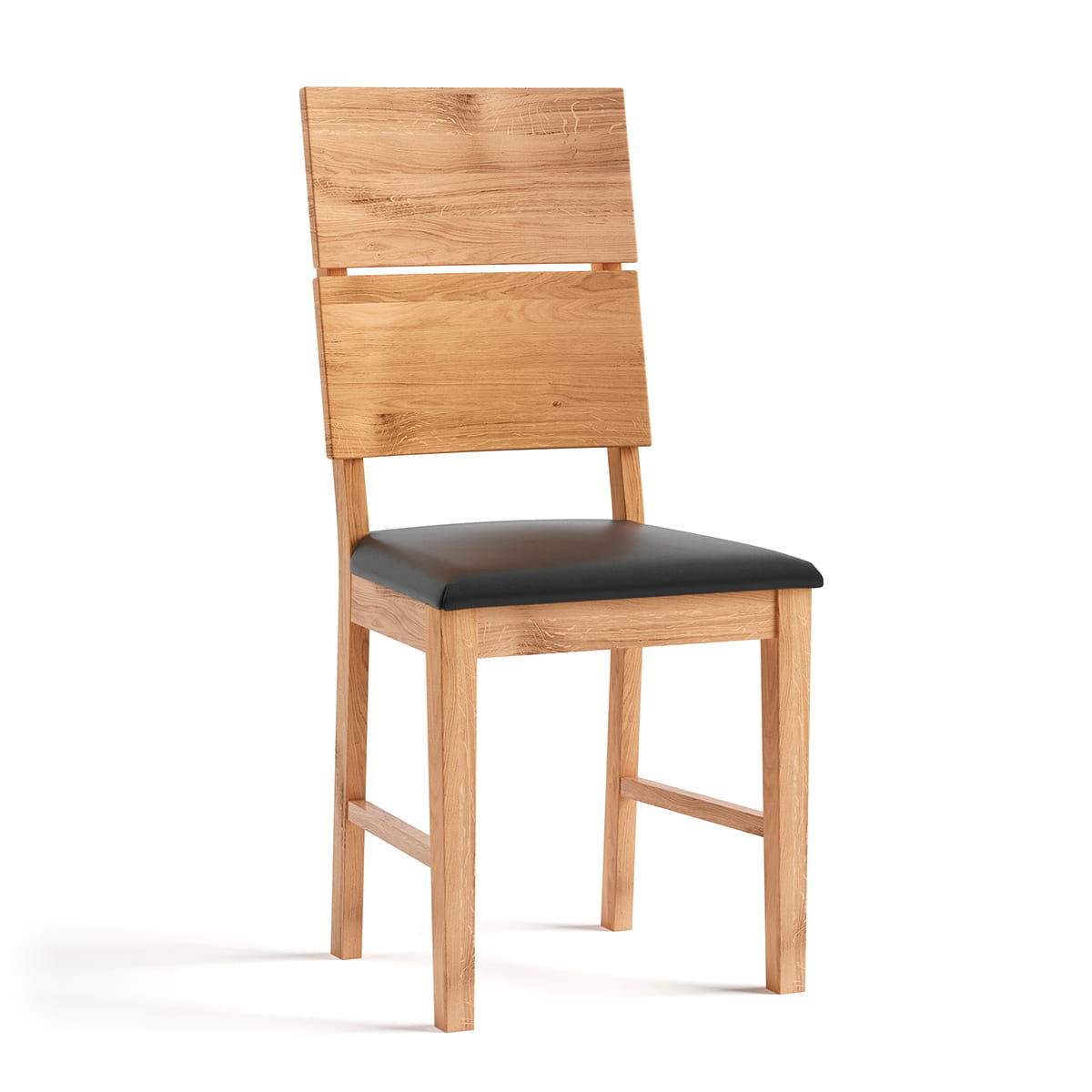 Elegantes Dänisches Eichenholz Esszimmerstuhl mit Schwarzem Sitz