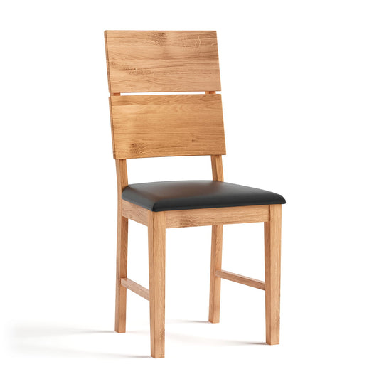 Elegantes Dänisches Eichenholz Esszimmerstuhl mit Schwarzem Sitz