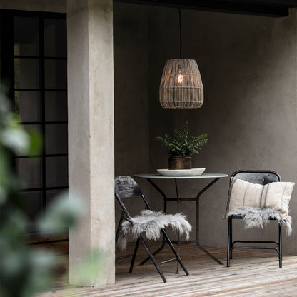 Saigon Pendelleuchte Outdoor aus Polyrattan – Wetterfeste Hängelampe mit E27 Fassung, IP44, Flex Out Kabel