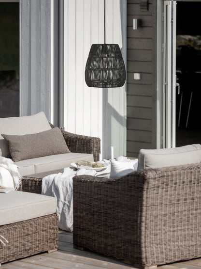 Saigon Pendelleuchte Outdoor aus Polyrattan – Wetterfeste Hängelampe mit E27 Fassung, IP44, Flex Out Kabel