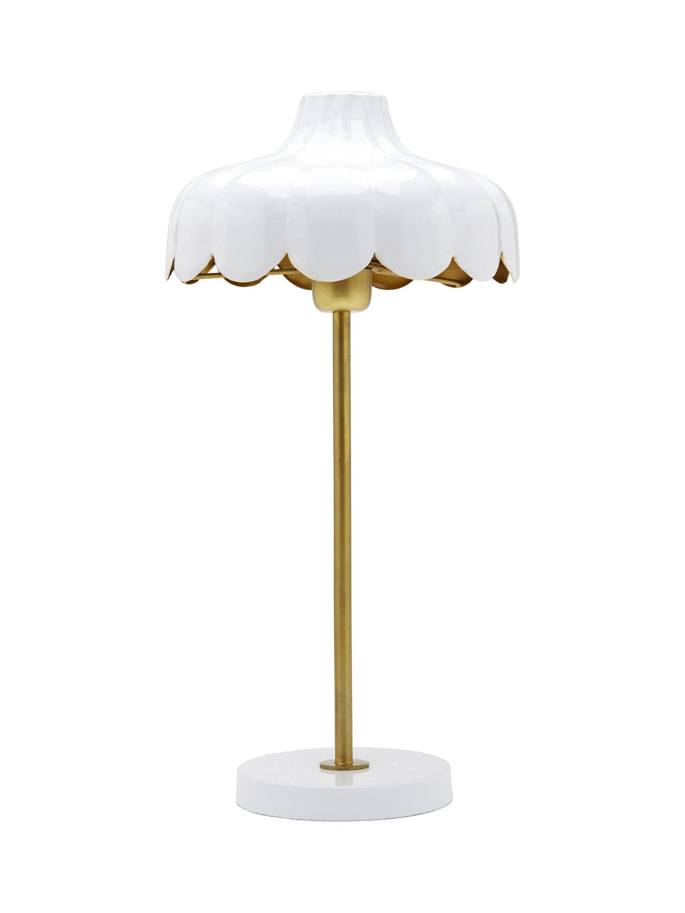 Elegante Tischlampe Wells Weiß 50 cm mit Metall und Gold-Innenfinish