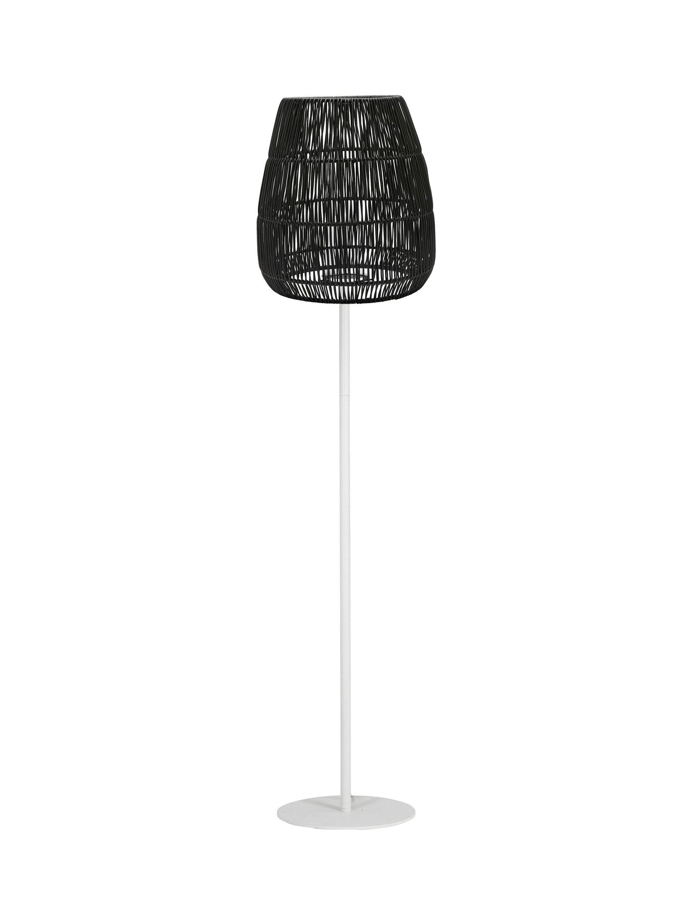 Outdoor Stehlampe Agnar wetterfester schwarzer Rattanschirm 154 cm
