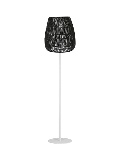 Outdoor Stehlampe Agnar wetterfester schwarzer Rattanschirm 154 cm