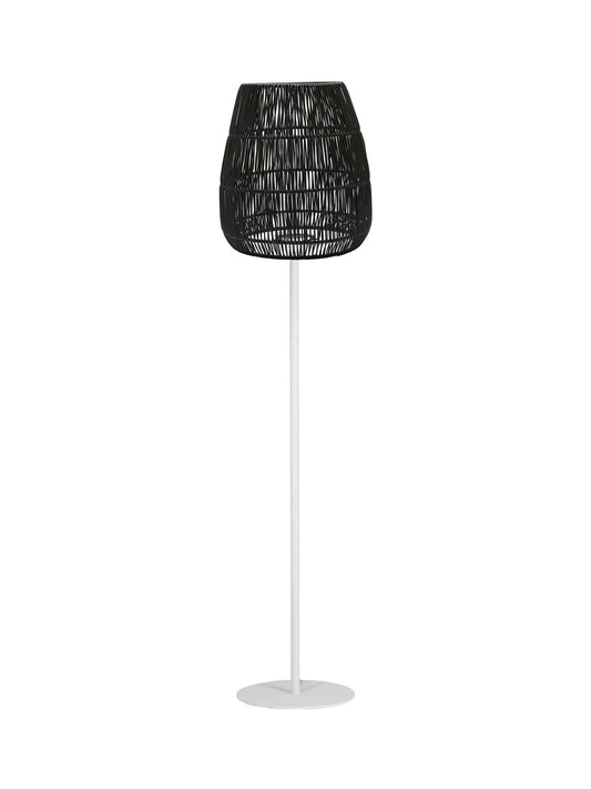 Outdoor Stehlampe Agnar wetterfester schwarzer Rattanschirm 154 cm