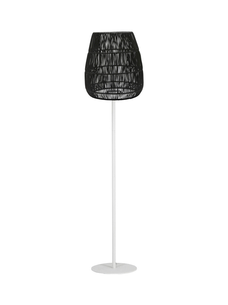Outdoor Stehlampe Agnar wetterfester schwarzer Rattanschirm 154 cm