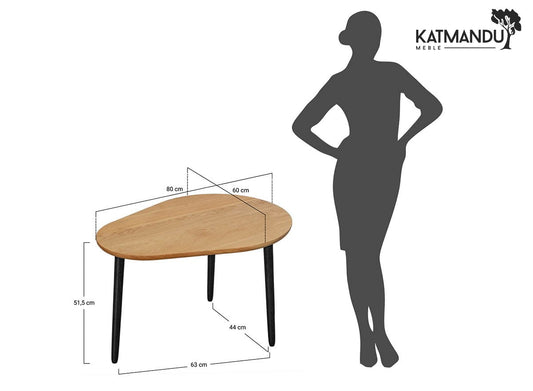 Awokado Eichen Tisch 80x60cm - Organischer Couchtisch, geölt, moderner Loft-Stil