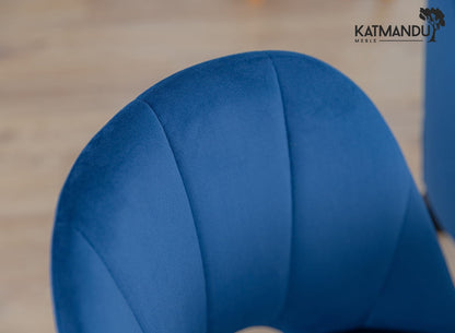 Breno Design Esszimmerstuhl Samt Blau mit schwarzen Buchenholzbeinen