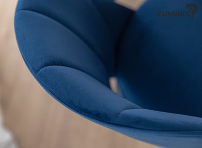 Breno Design Esszimmerstuhl Samt Blau mit schwarzen Buchenholzbeinen