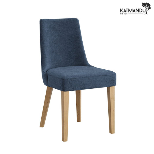 Elegantes blaues gepolstertes Esszimmerstuhl mit Holzbeinen R11 Carini