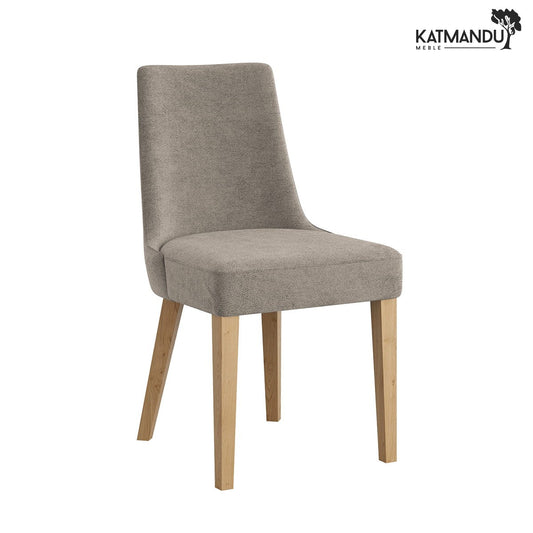 Bequemer beiger Polsterstuhl mit Holzbeinen R24 Carini Design