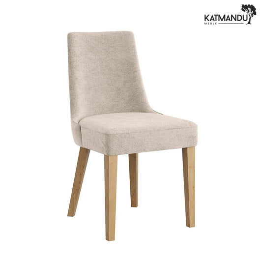 Beiges gepolstertes Esszimmerstuhl Carini R25 mit Holzbeinen