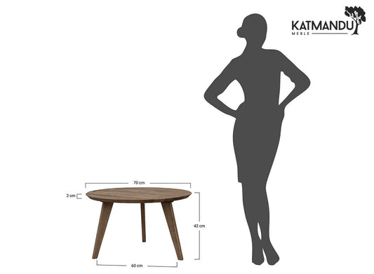 Orbetello Couchtisch rund 70 cm Tabacco - Beistelltisch aus massivem Eichenholz, geölt