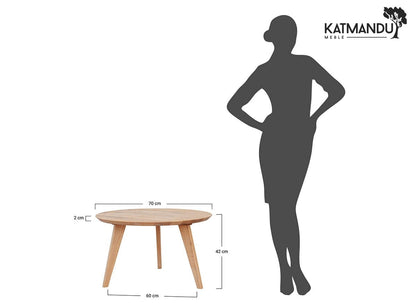Orbetello Lounge-Tisch rund 70 cm aus Eichenholz – Minimalistischer Couchtisch im Naturholzton