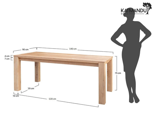 Esstisch Gaia 140 × 90 cm Eiche - Massiver Eichenholztisch, geölt & gewachst, klassisch-skandinavisch