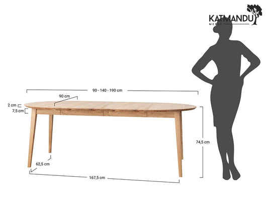 Orbetello Esstisch ausziehbar 90–190 cm Tabacco - Massiver Eichenholz-Tisch im minimalistischen Design