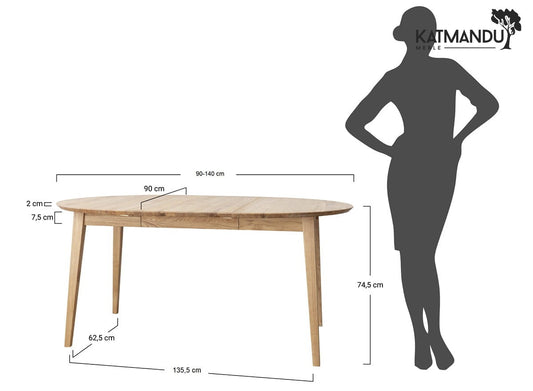 Orbetello Esstisch rund ausziehbar 90cm - Massives Eichenholz 90–140 cm | Zeitlos & funktional