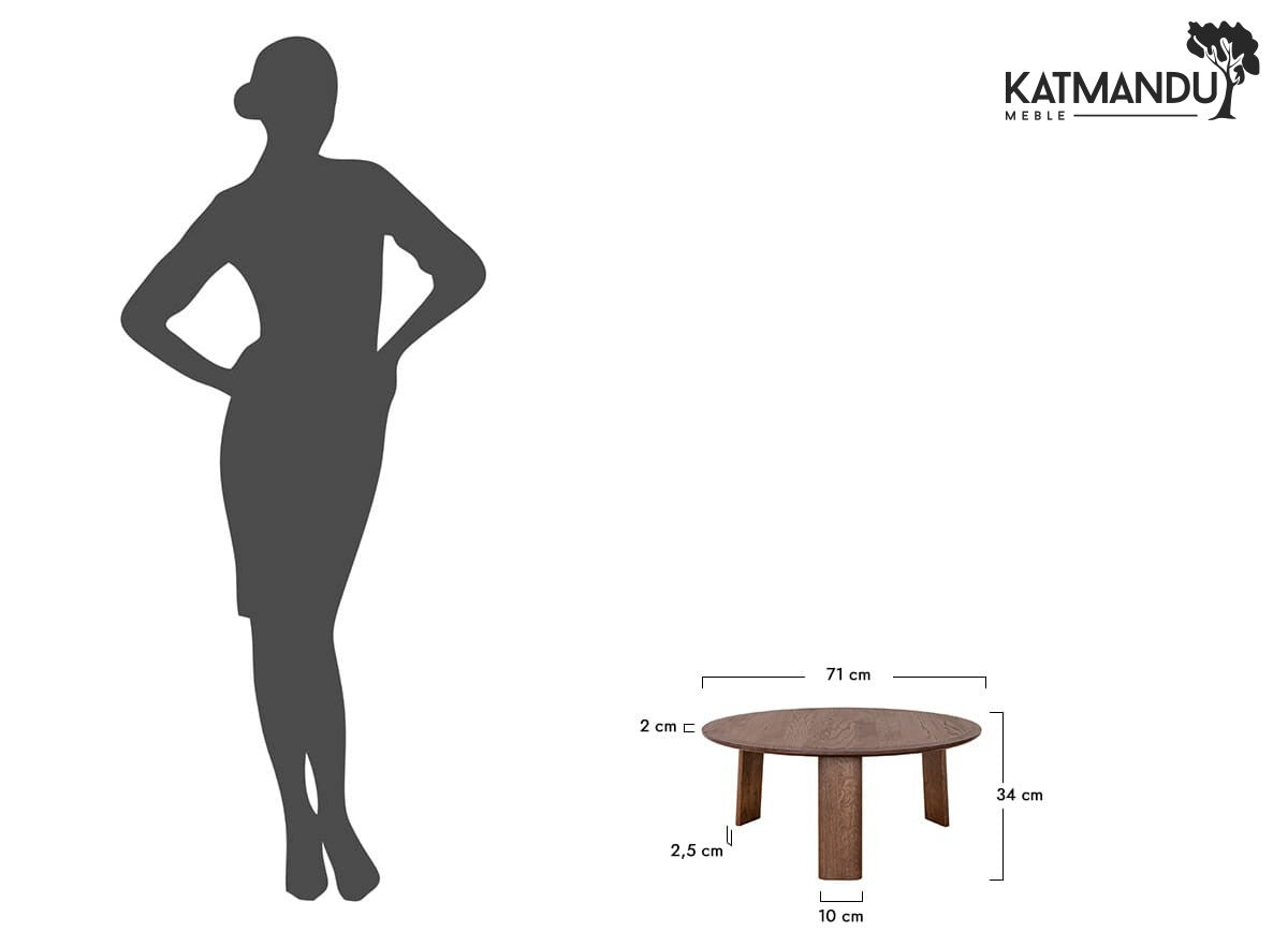 Monti Couchtisch 71 cm Tabacco - Massiver Eichenholztisch im Scandi-Japandi Design