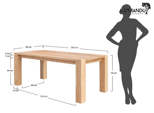 Esstisch Siena 140 × 90 cm Eiche - Massiver Eichenholztisch, geölt & gewachst, kompakte Größe