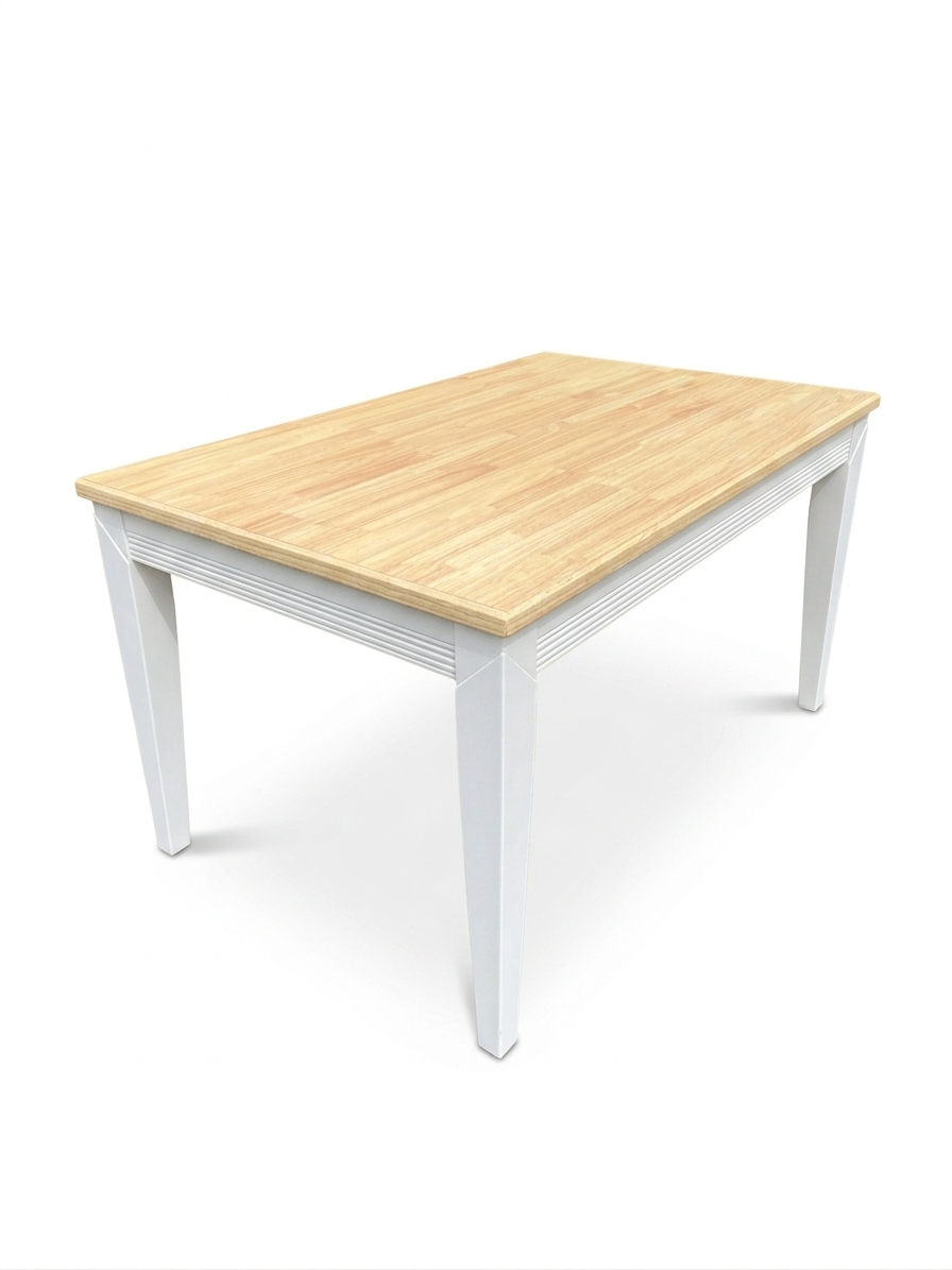Esstisch Straight 135x85 cm aus Massivholz Weiß für das Esszimmer im Landhausstil