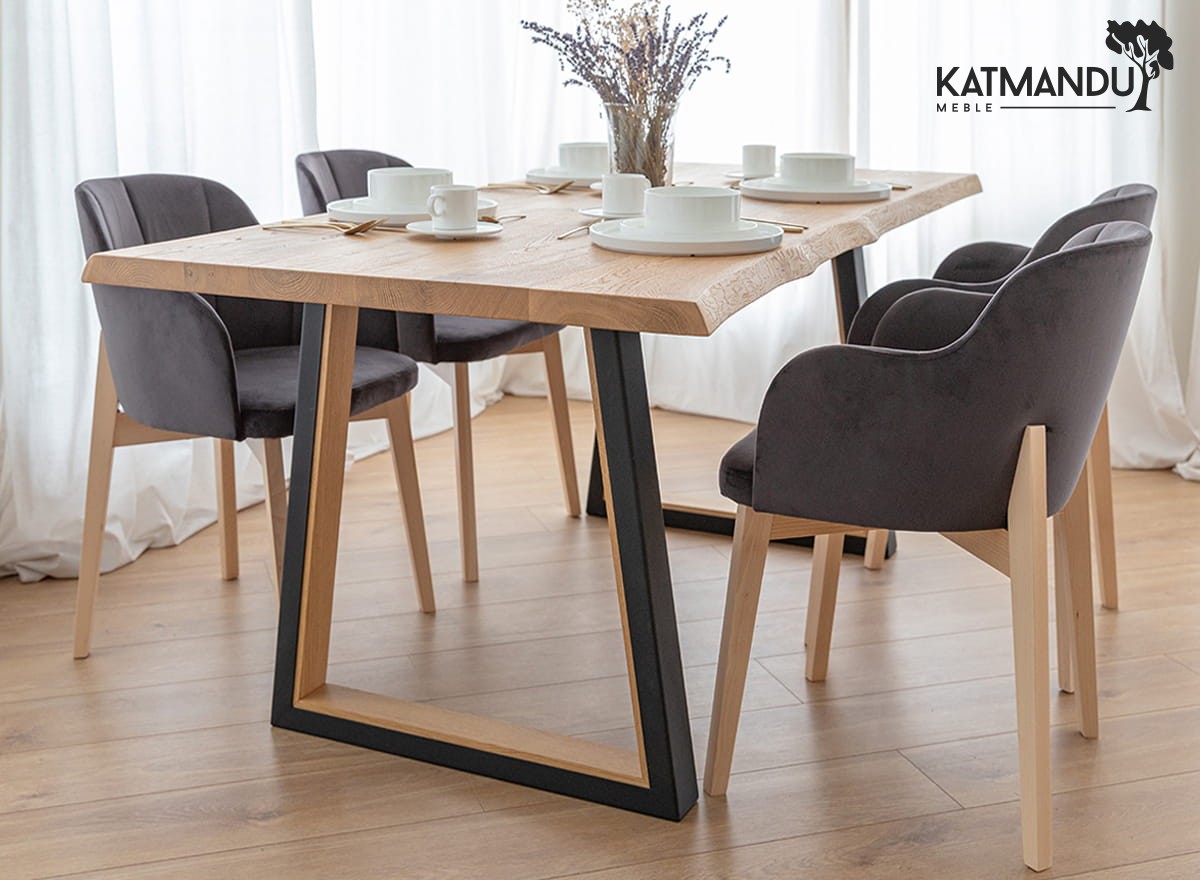 Elegantes graues Polsterstuhl mit Holzbeinen Riviera 97 Design