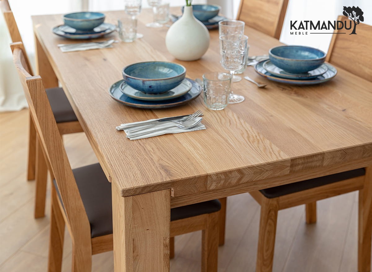 Esstisch Gaia 180 × 90 cm Eiche - Massiver Eichenholztisch, 4 cm Platte, geölt & gewachst