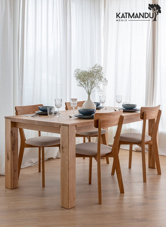 Massiver Eichenholztisch Gaia Esszimmer 90x180 cm robust elegant