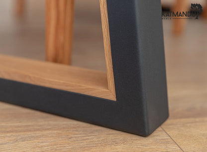 Gavardo Esstisch 90×180 cm - Massiver Eichenholz Tisch mit schwarzen Metallbeinen im Loft-Stil