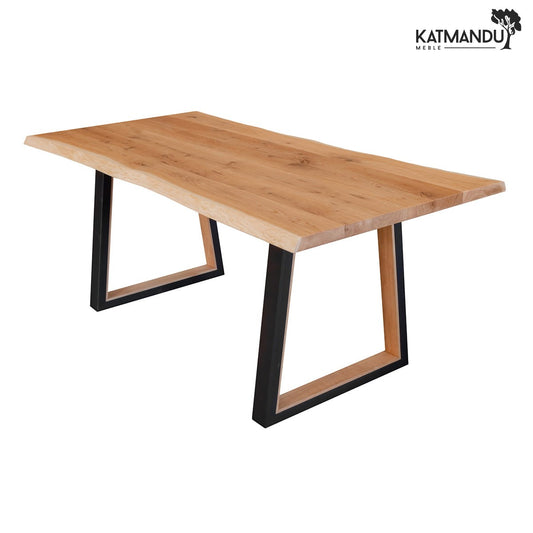 Gavardo Esstisch 90×180 cm - Massiver Eichenholz Tisch mit schwarzen Metallbeinen im Loft-Stil