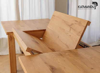 Esstisch Grossi 160 bis 250 × 90 cm Eiche - Erweiterbarer Massivholztisch, Butterfly Auszug, geölt