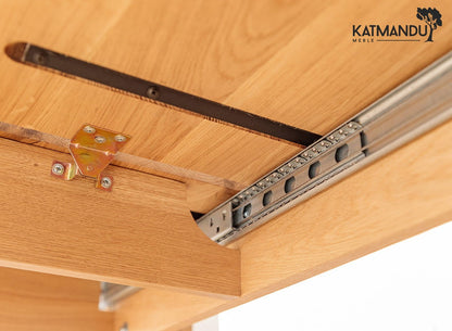 Esstisch Grossi 160 bis 250 × 90 cm Eiche - Erweiterbarer Massivholztisch, Butterfly Auszug, geölt