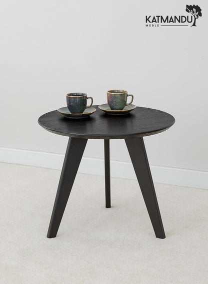 Orbetello Beistelltisch Ø50 cm – Runder Holztisch aus Eiche, minimalistisch in schwarz