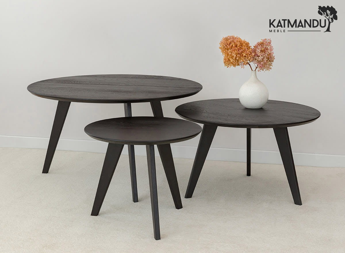 Orbetello Couchtisch Ø70 cm – Runder Holztisch aus Eiche, schwarz lackiert