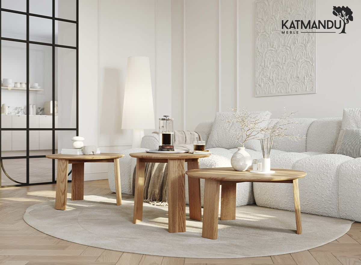 Monti Beistelltisch Eiche rund 51 cm - Minimalistischer Japandi-Stil