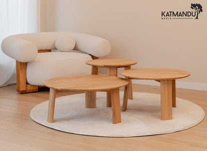 Monti Beistelltisch Eiche rund 51 cm - Minimalistischer Japandi-Stil