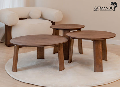 Monti Couchtisch 71 cm Tabacco - Massiver Eichenholztisch im Scandi-Japandi Design