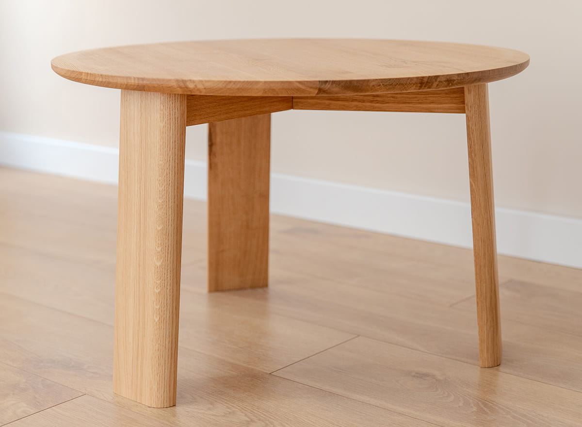 Runder dänischer Monti Eichen-Couchtisch 61 cm Durchmesser