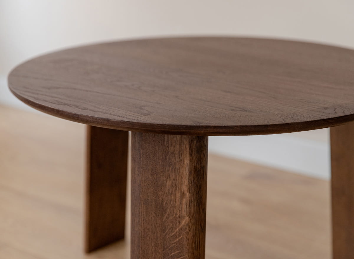 Runder Massivholz Eichen-Tisch 61 cm Tabacco Monti Design