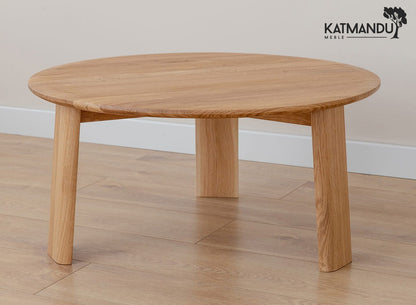 Runder massiver Eichen-Couchtisch Monti 71 cm Durchmesser elegant