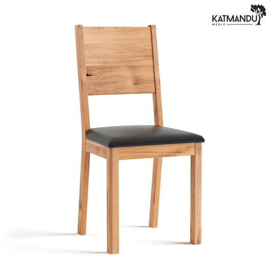 Stilvolles Eichenholz Esszimmerstuhl Prato mit schwarzer Sitzfläche