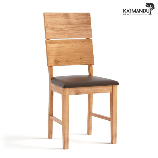 Eleganter Dielenstuhl aus Eichenholz mit braunem Kunstledersitz Verto