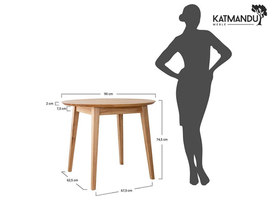 Orbetello Esstisch rund 90 cm aus massiver Eiche - Minimalistisches Design & geölte Oberfläche