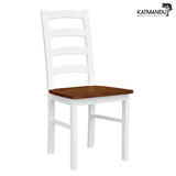 Belluno Elegante 01 Stuhl aus massivem Buchenholz in Weiß mit nussbaumfarbigem Sitz