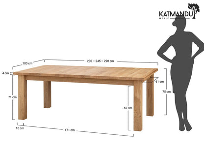 Esstisch Lanciano 200 bis 290 × 100 cm Eiche - Ausziehbarer Massivholztisch, geölt, klassisches Design