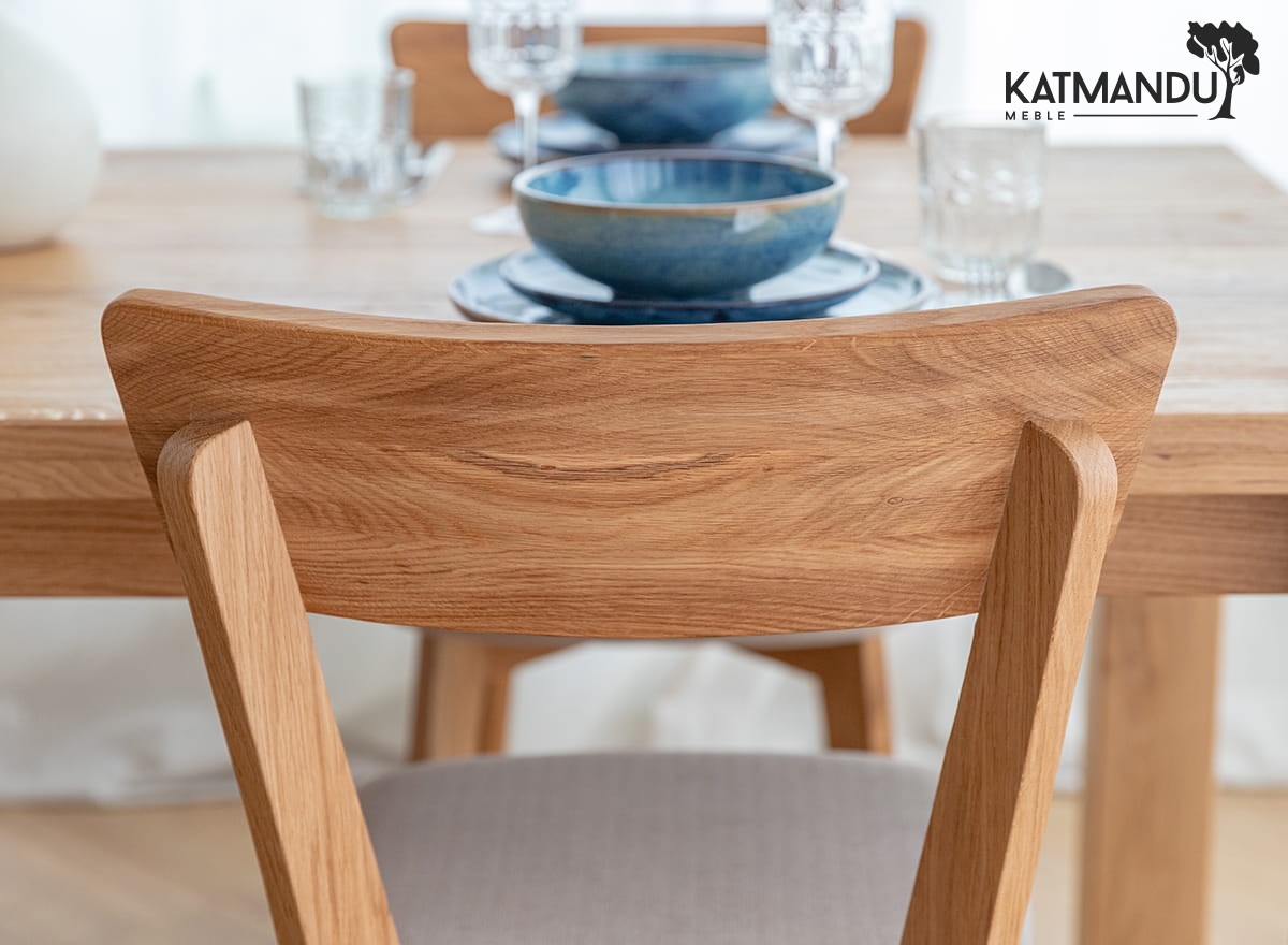 Leon M11 Natural Oak Dining Chair with Beige Seat