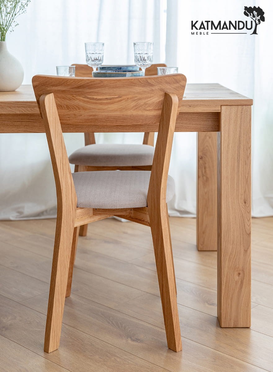 Leon M11 Natural Oak Dining Chair with Beige Seat