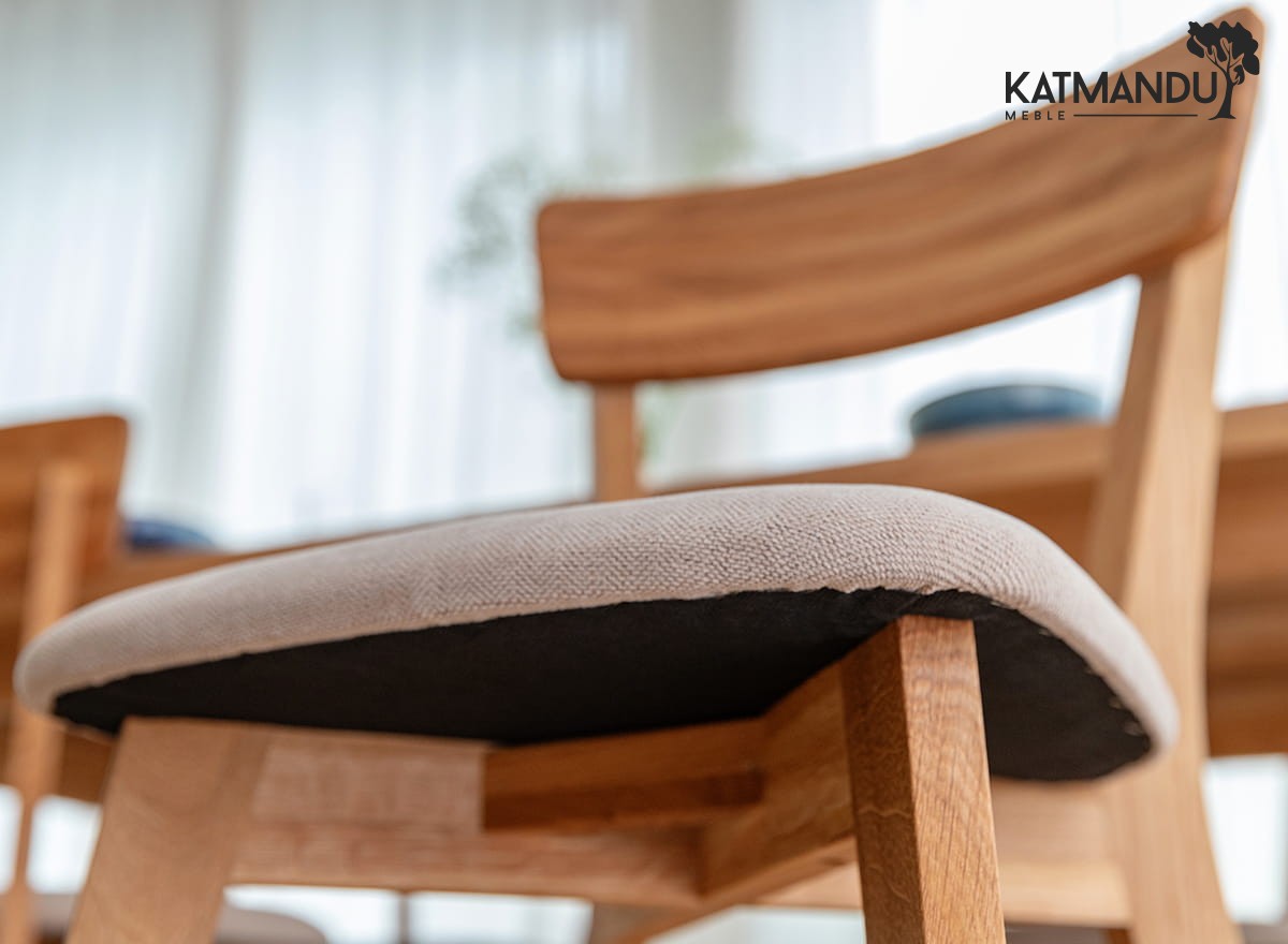 Leon M11 Natural Oak Dining Chair with Beige Seat